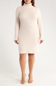 Renee C Long Sleeve Ribbed Turtleneck Dress