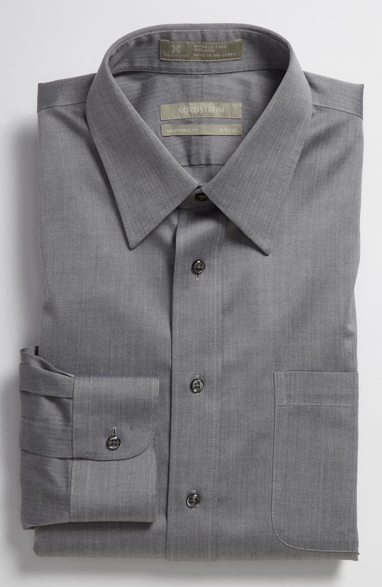 NORDSTROM MEN'S SHOP Smartcare<sup>™</sup> Wrinkle Free Traditional Fit Herringbone Dress Shirt, Main, color, 