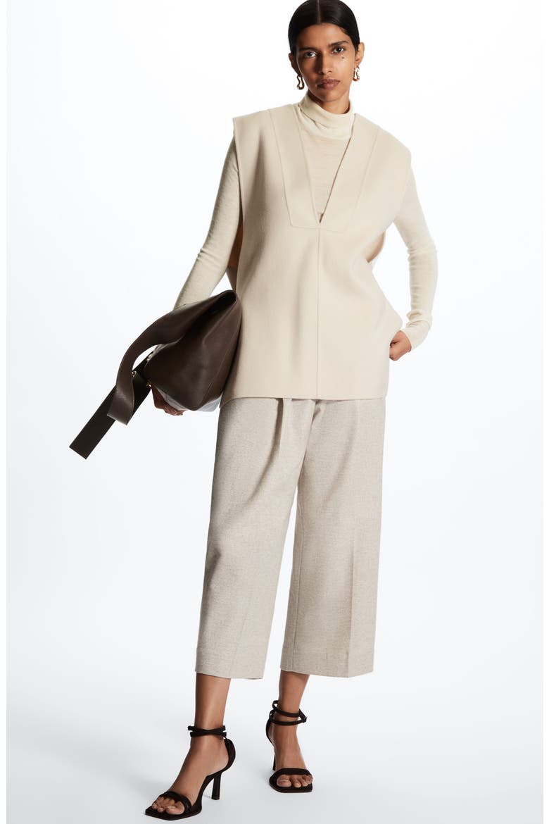 Oversize V-Neck Wool Vest, Alternate, color, BEIGE