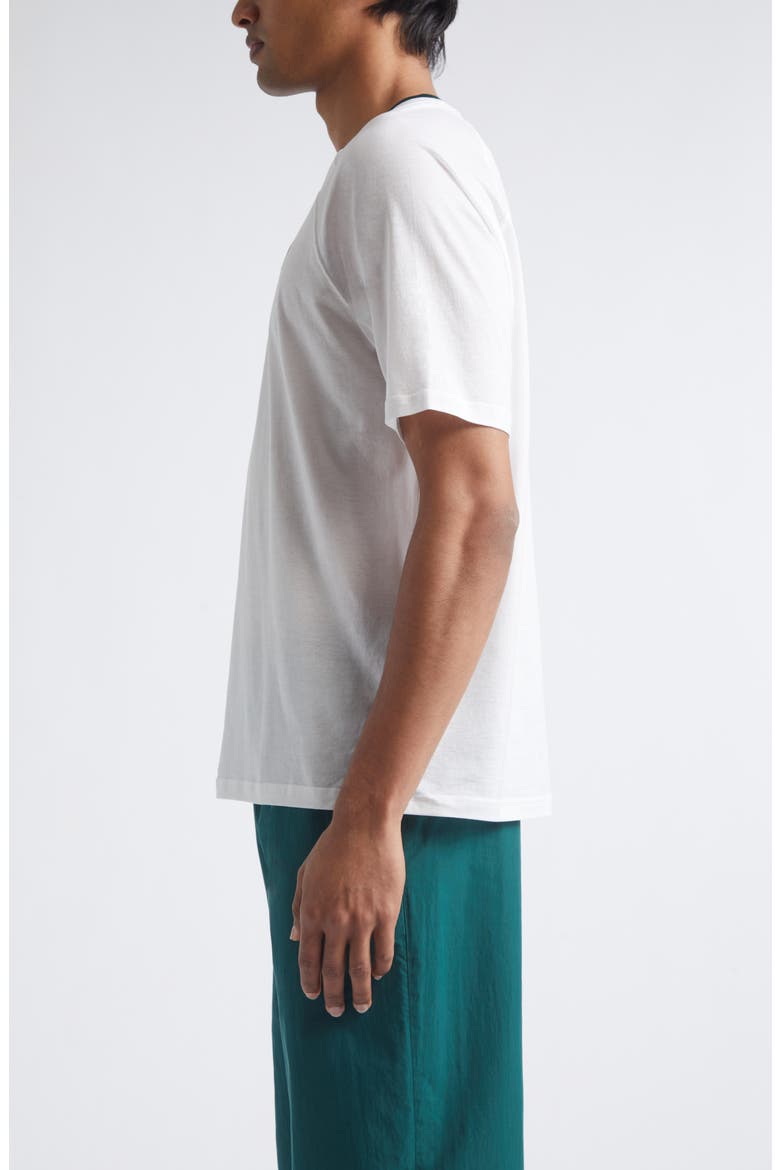 Ami de Coeur Embroidered Cotton Ringer T-Shirt, Alternate, color, BLANC NATUREL/ VERT SAPIN
