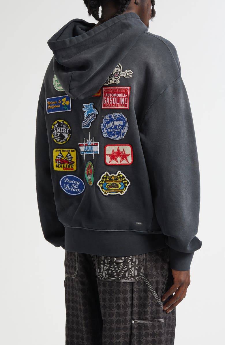 AMIRI Station Patch Oversize Hoodie, Alternate, color, Black