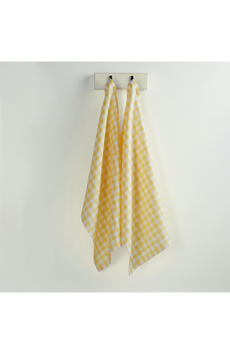 Solino Home Linen Kitchen Towels - Gingham Check, Main, color, Marigold Yellow