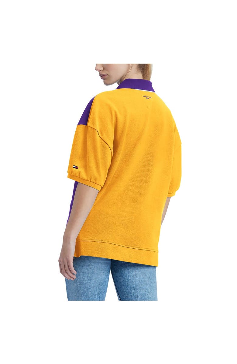 TOMMY JEANS Women's Tommy Jeans Purple Los Angeles Lakers Taya Puff Sleeve Pique Polo Shirt, Alternate, color, Purple