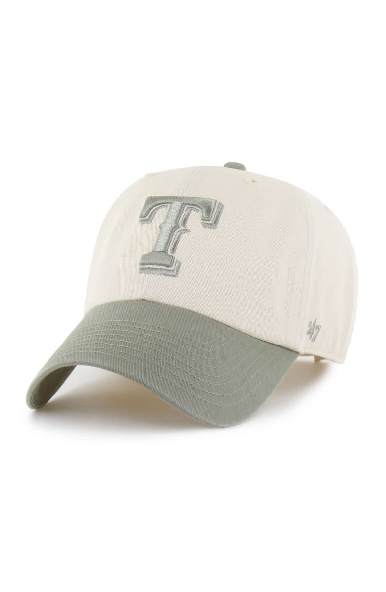 '47 Men's '47  Natural/Olive Texas Rangers Two-Tone Fashion Clean Up Adjustable Hat, Main, color, Natural