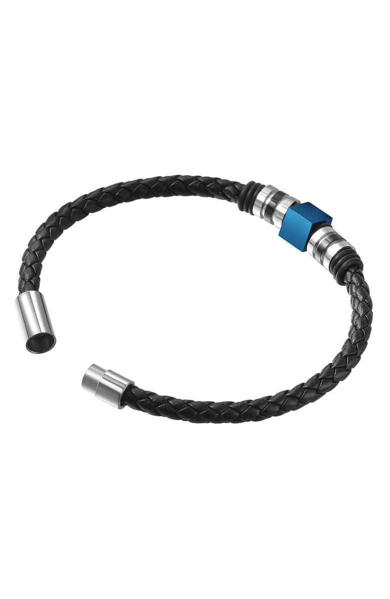 VAN HEUSEN Men's Ornament Leather Bracelet, Alternate, color, Blue