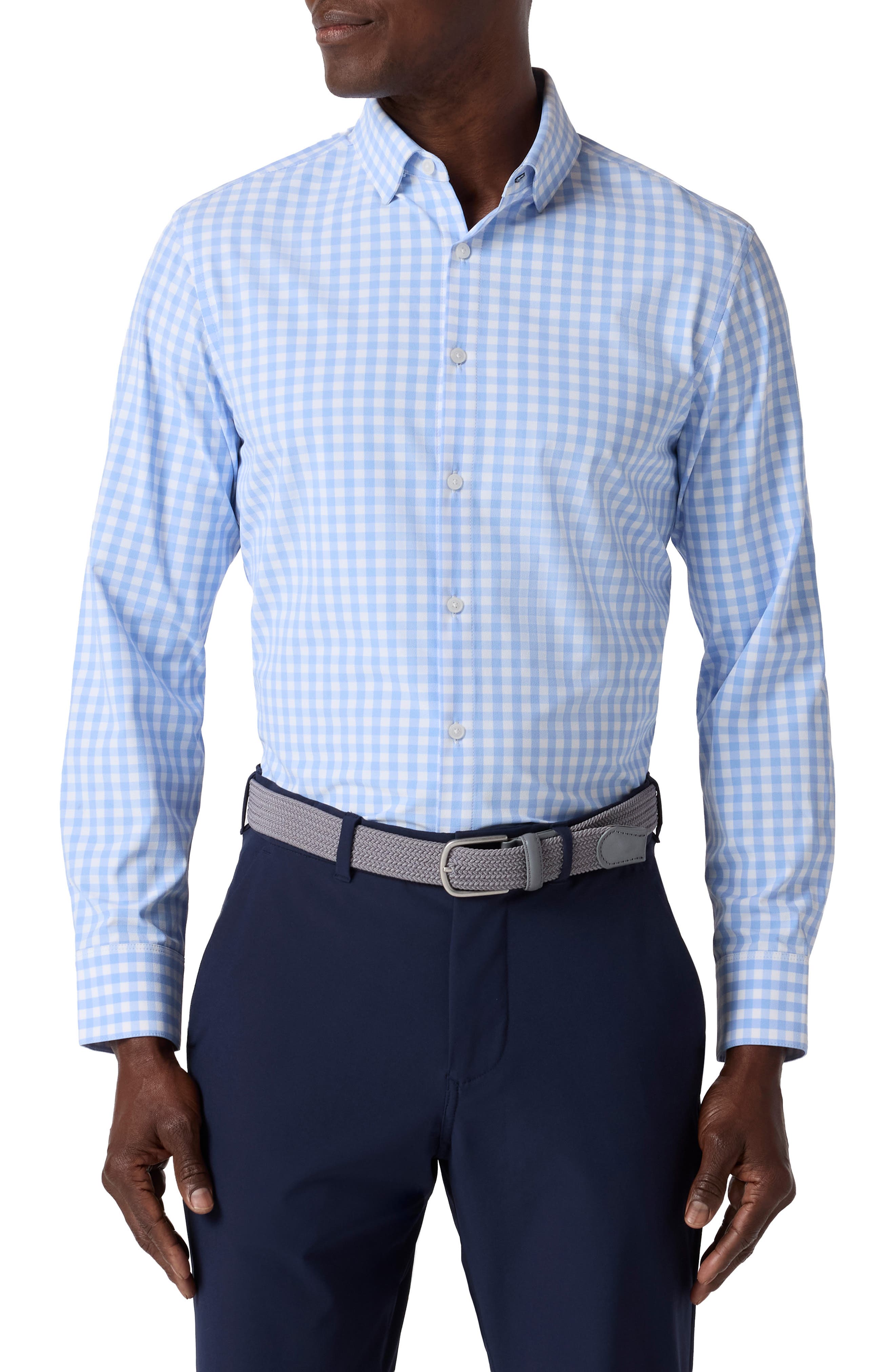 Men's Leeward Trim Fit GinghamButton-Up Shirt