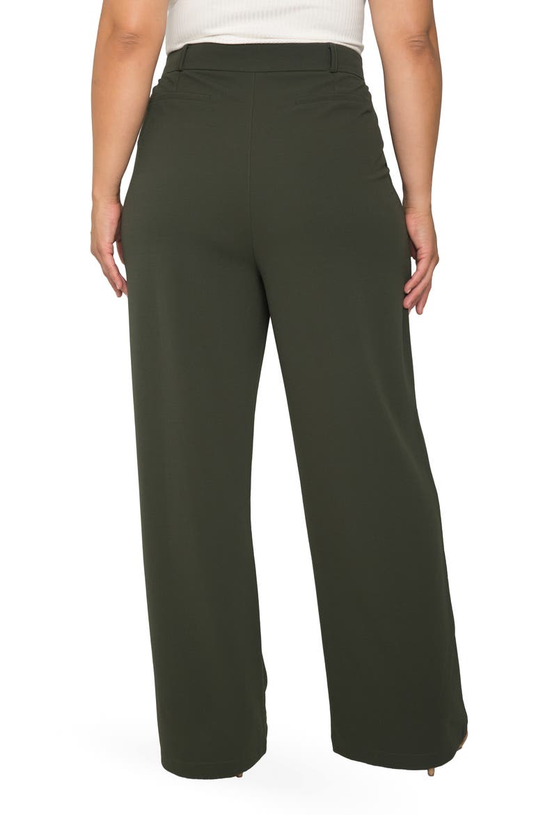 Pintuck Stretch Crepe Wide Leg Trousers, Alternate, color, OLIVE