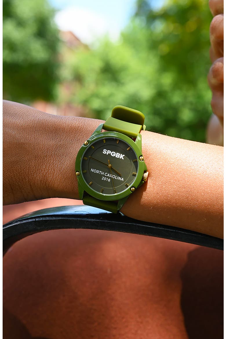 Matcha Silicone Strap Watch, 44mm, Alternate, color, OLIVE