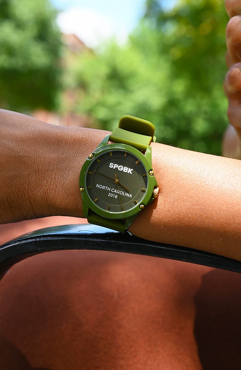 SPGBK Watches Matcha Silicone Strap Watch, 44mm, Alternate, color, Olive