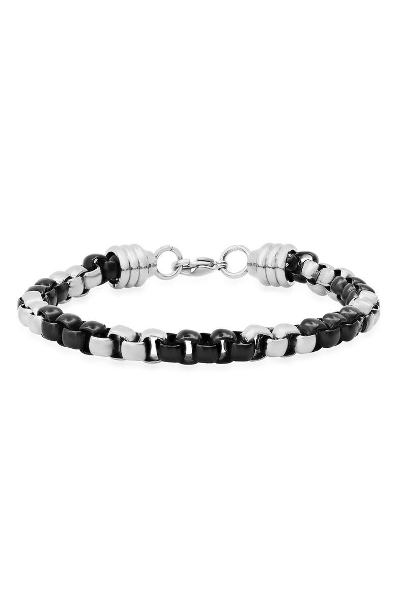 HMY JEWELRY Two Tone Black IP Stainless Steel Bracelet, Main, color, Two Tone
