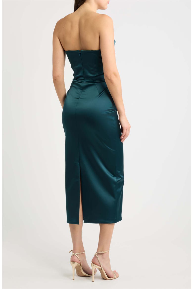 Voca Pleated Strapless Satin Midi Cocktail Dress, Alternate, color, 549E SHERWOOD