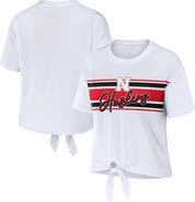 WEAR by Erin Andrews Women's WEAR by Erin Andrews White Nebraska Huskers Striped Front Knot Cropped T-Shirt