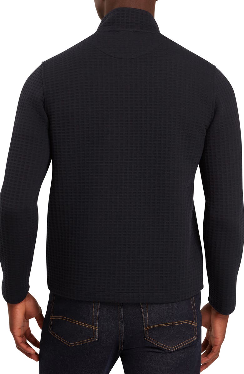 Ted Baker Caindle Black Waffle Texture Quarter Zip Pullover, Alternate, color, Navy