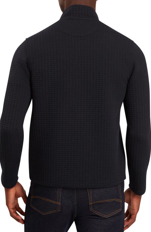 Ted Baker Caindle Black Waffle Texture Quarter Zip Pullover In Black