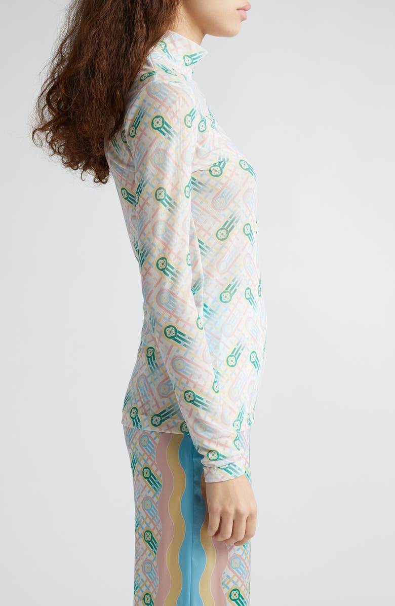 Casablanca Print Long Sleeve Mesh Top, Alternate, color, 