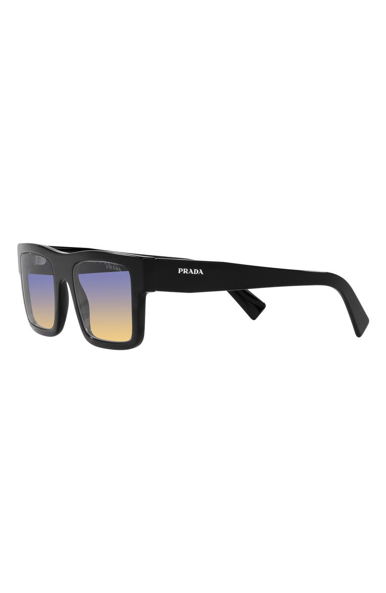 Prada 52mm Rectangular Sunglasses, Alternate, color, Black Yellow