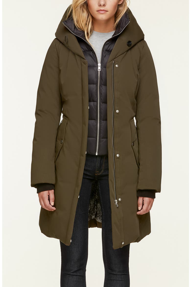 Slim Fit Hooded Down Coat, Alternate, color, ARMY