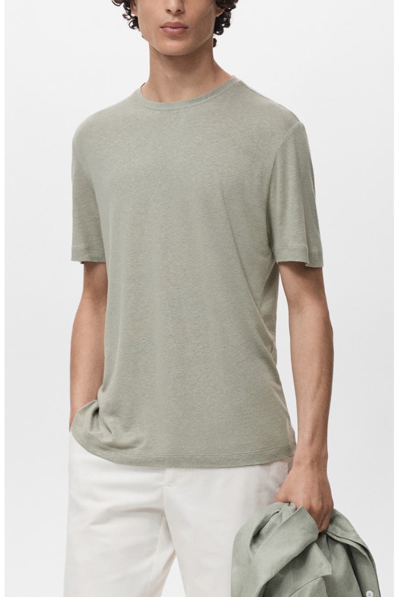 Slim Fit Linen Blend T-Shirt, Main, color, MINT GREEN