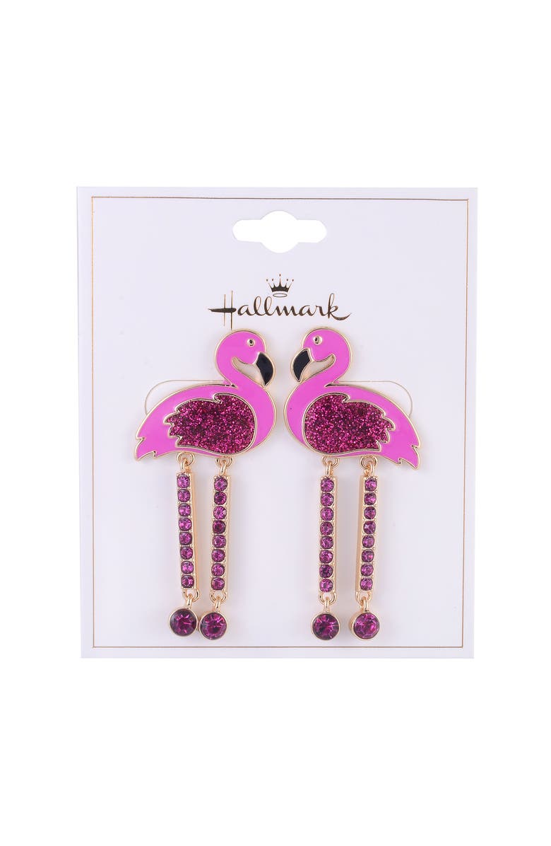 Hallmark Pink Flamingo Earrings, Alternate, color, Pink