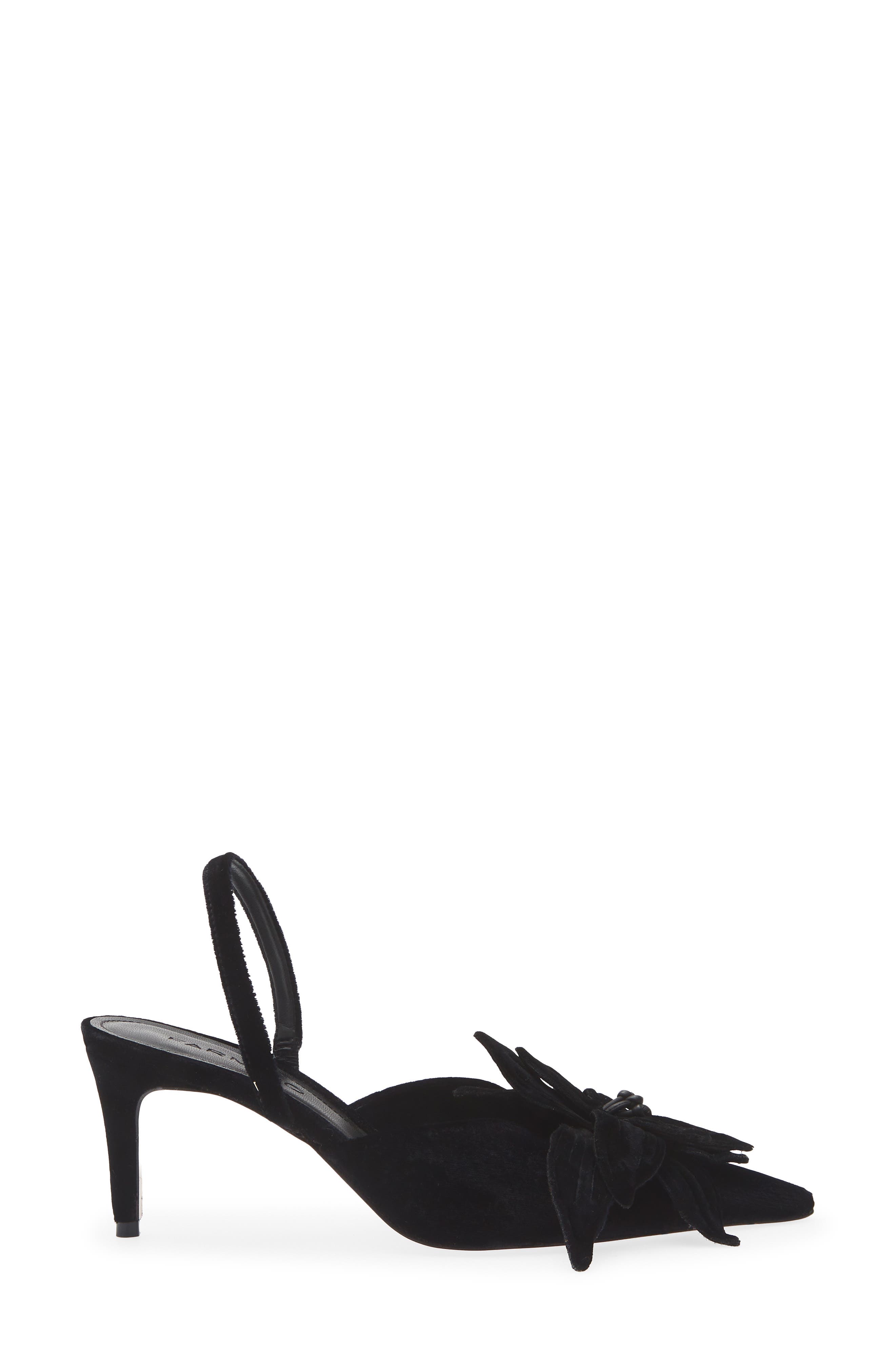 Flower Velvet Slingback Pump, Alternate, color, BLACK