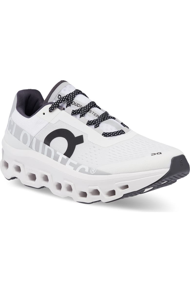 On Cloudmonster Running Shoe, Main, color, All White