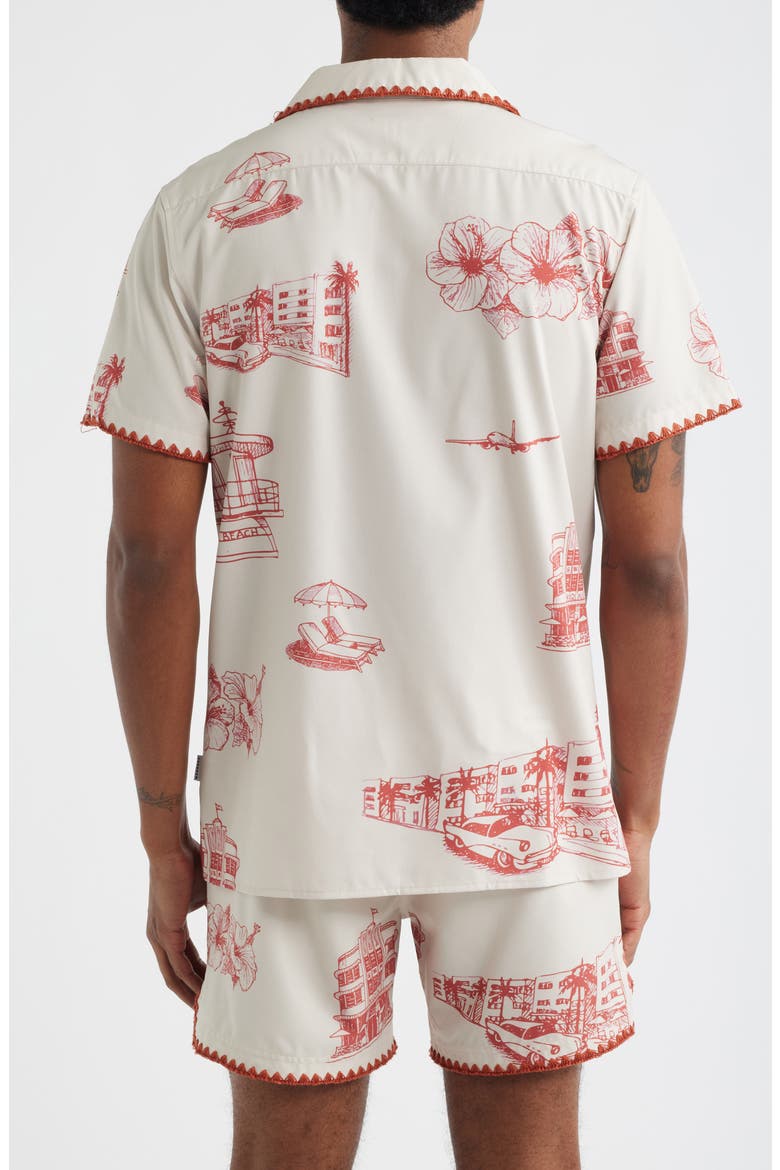 Ocean Drive Print Camp Shirt, Alternate, color, RED