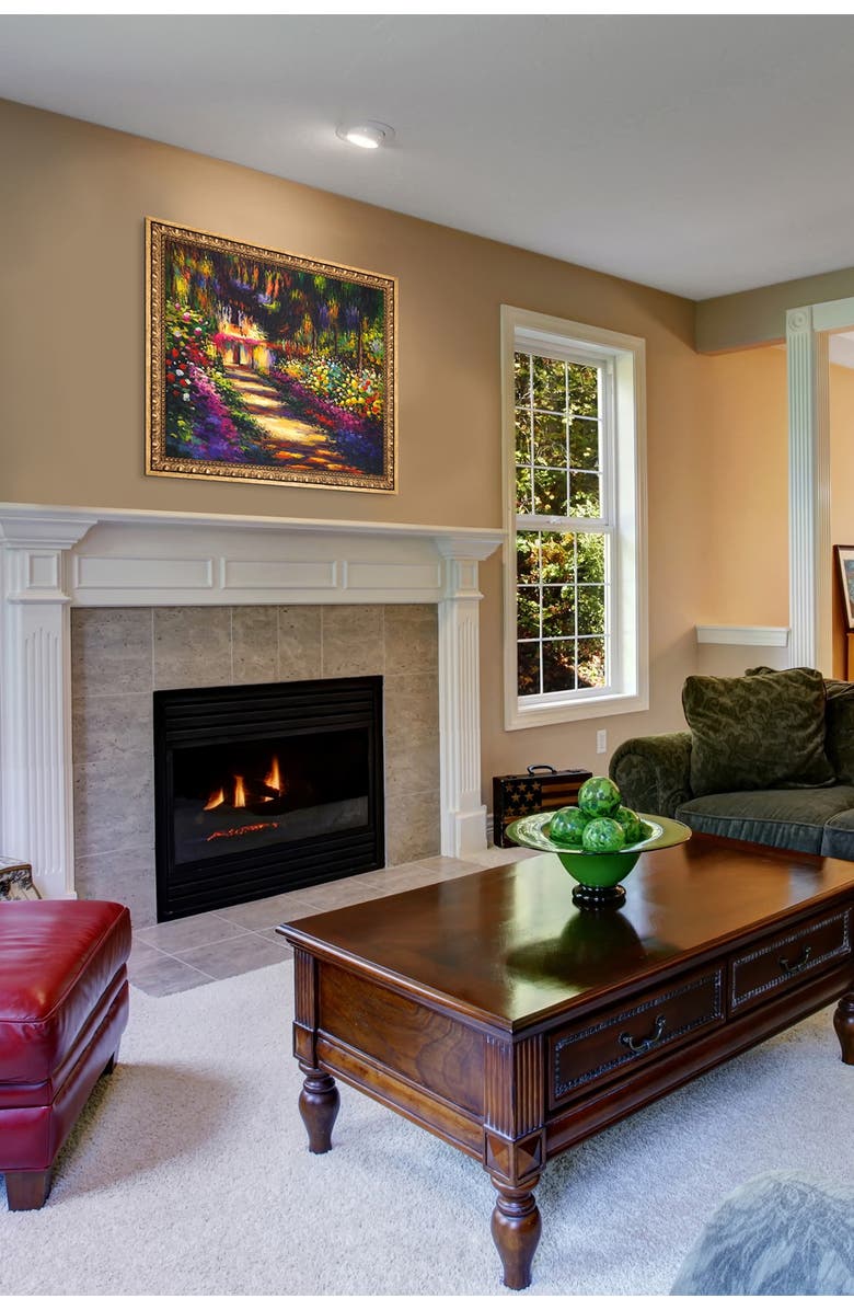 OVERSTOCK ART Pathway in Monet's Garden at Giverny Framed Oil Reproduction of Original Painting by Claude Monet - 27.5"x23.5", Alternate, color, 