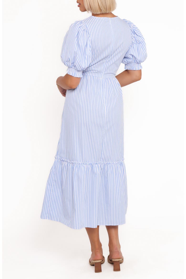 Steele Stripe Puff Sleeve Cotton Midi Dress, Alternate, color, BLUE STRIPE