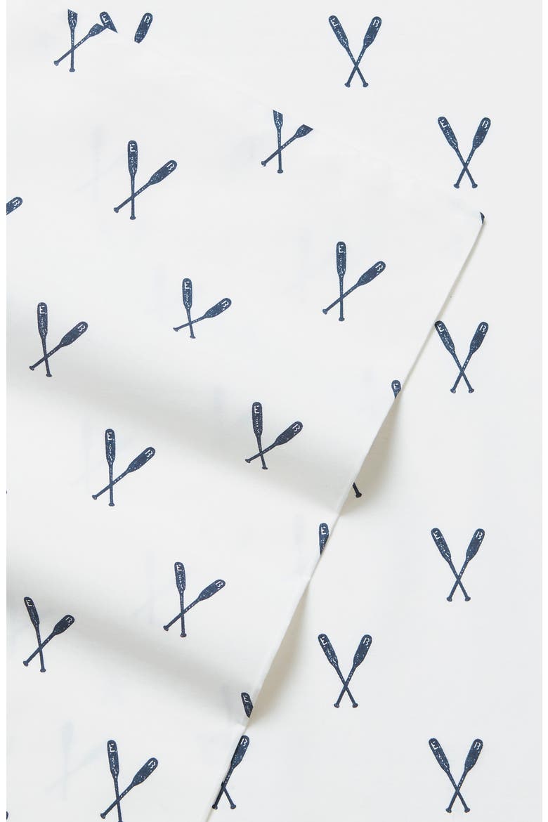 Oar Print 200 Thread Count 100% Cotton Percale Sheet Set, Alternate, color, MEDIUM BLUE