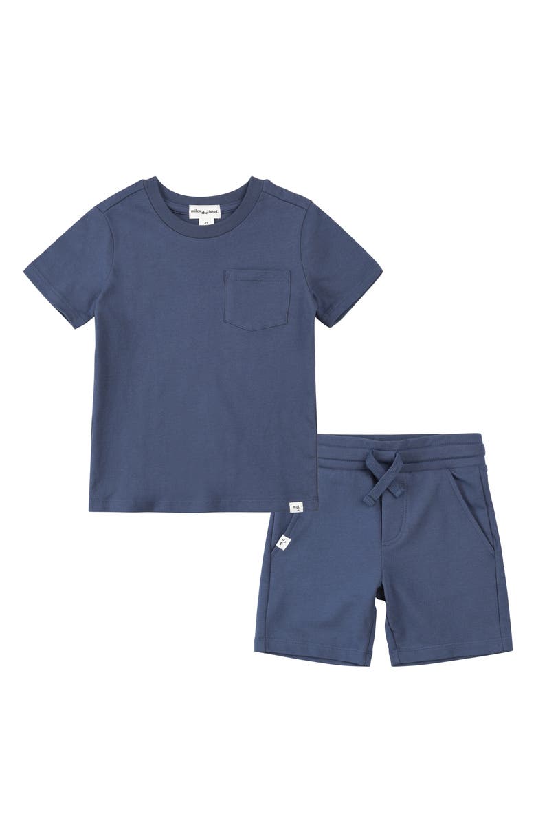 MILES THE LABEL Blue Shirt & Shorts Set, Main, color, Dusty Blue