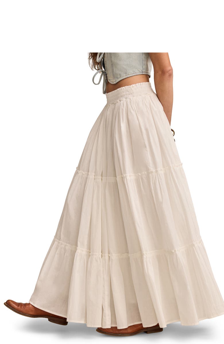 Lucky Brand Broomstick Full Tiered Cotton Maxi Skirt, Alternate, color,