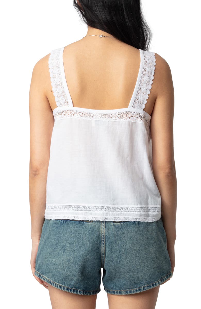 Zadig & Voltaire Celite Tomboy Lace Accent Button-Up Camisole, Alternate, color, Judo