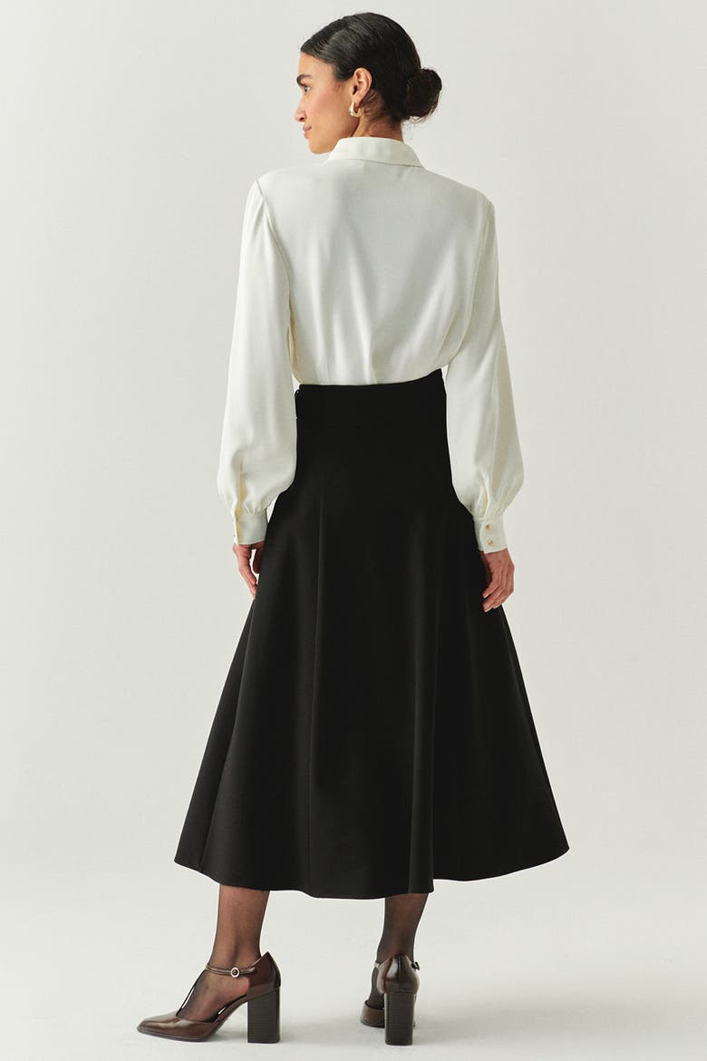 Sol Flared Midi Skirt, Alternate, color, BLACK