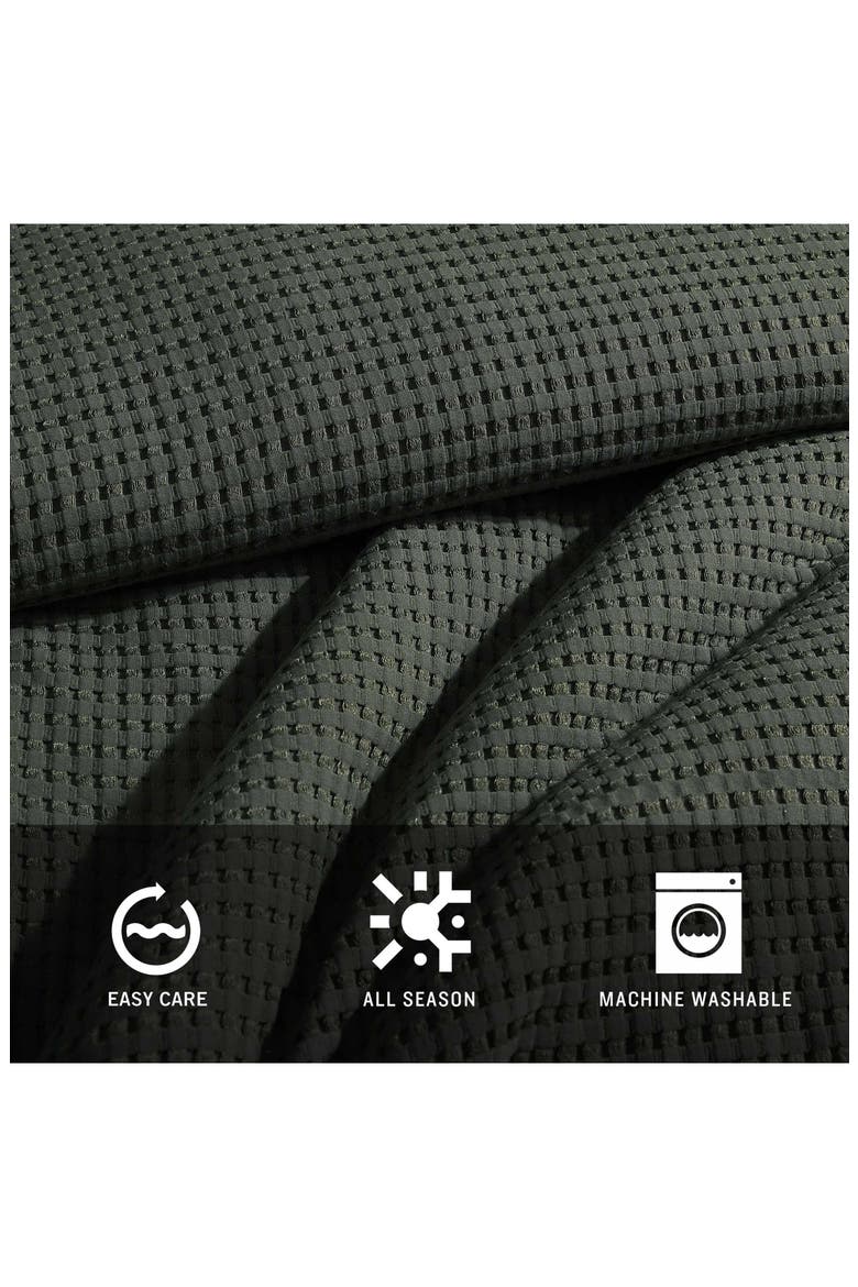 Solid Waffle Comforter Set, Alternate, color, DARK GREEN