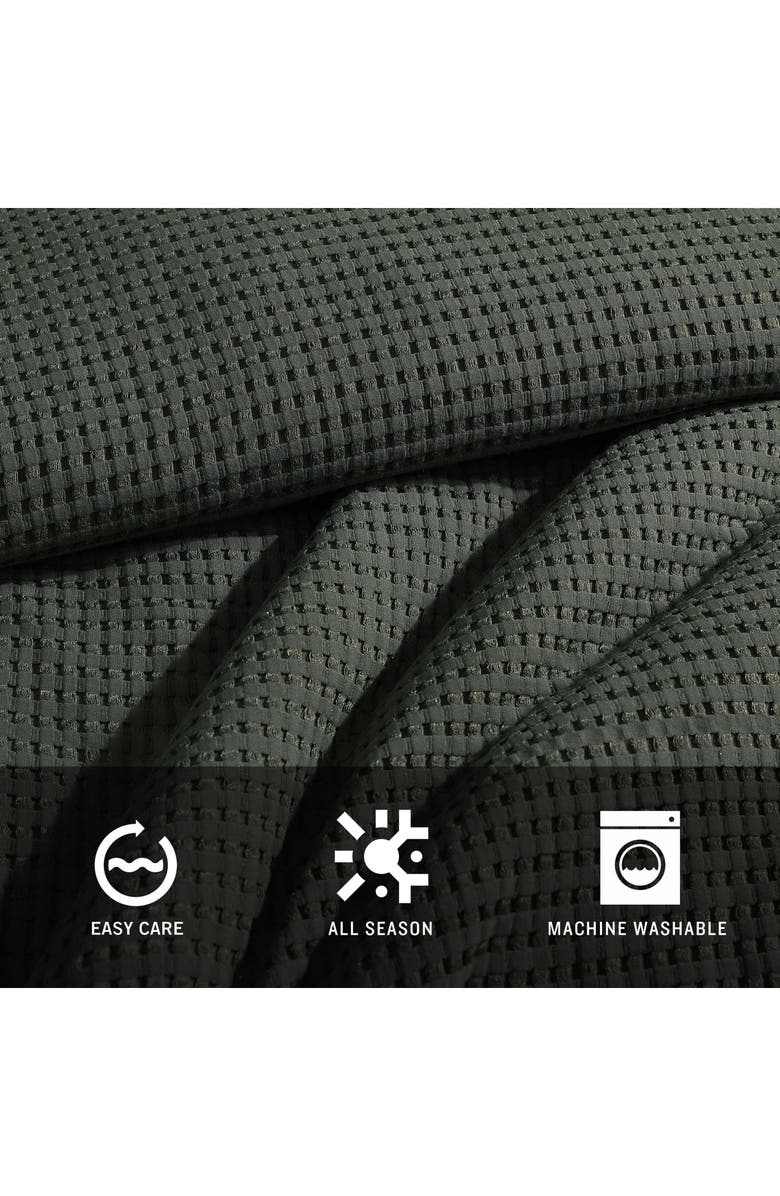 Kenneth Cole New York Solid Waffle Comforter Set, Alternate, color, Dark Green