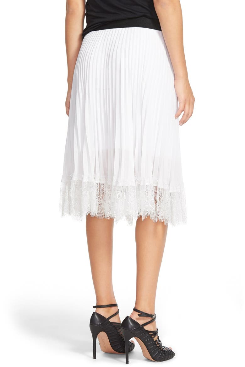 Lace Trim Pleated Skirt, Alternate, color, GREY FOG