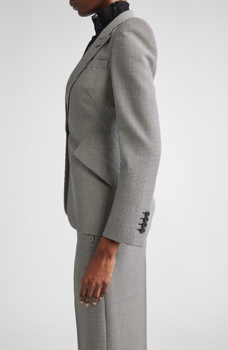 McQueen Micro Houndstooth Wool & Mohair Blazer, Alternate, color, Black/ Ivory