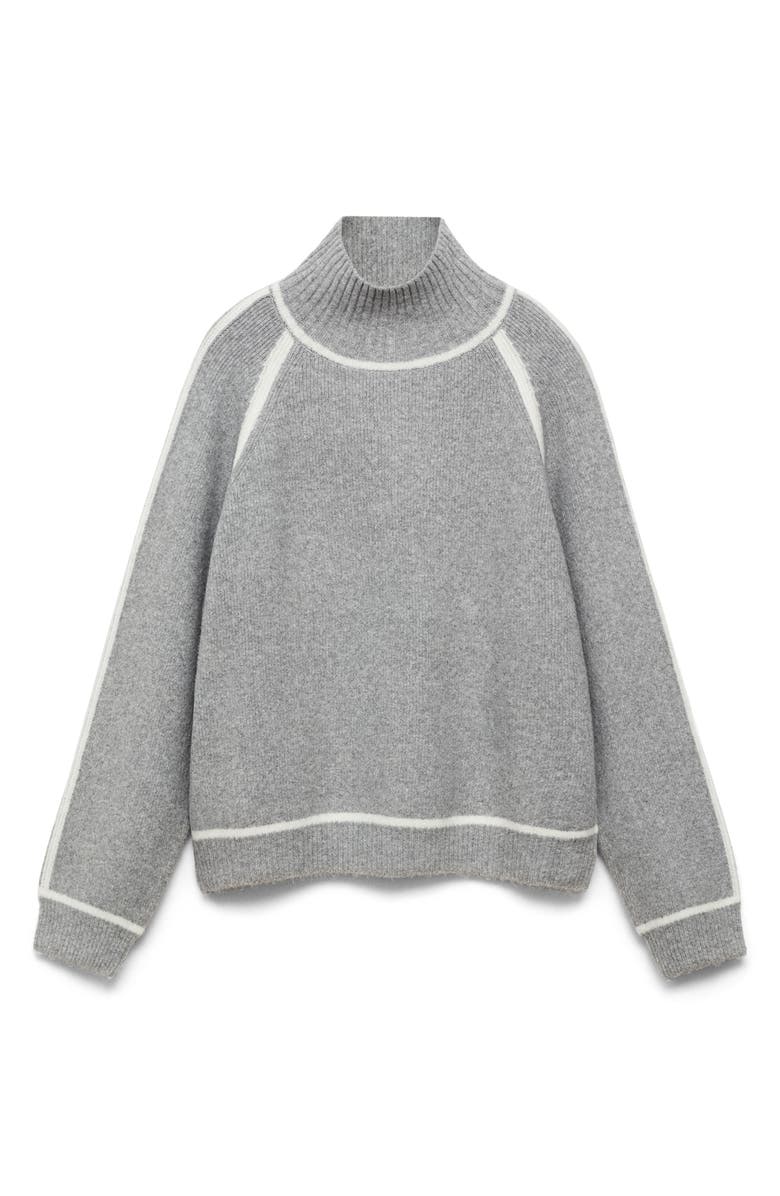 MANGO Contrast Detail Turtleneck Sweater, Alternate, color, 