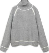 MANGO Contrast Detail Turtleneck Sweater
