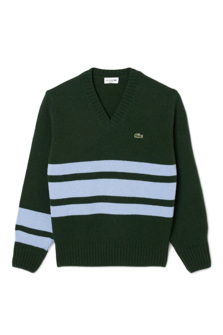Classic Stripe Wool V-Neck Sweater, Alternate, color, SINOPLE/ OVERVIEW