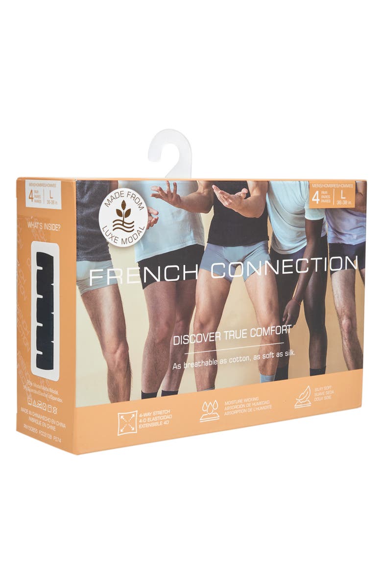 French Connection Mens 4-Pack Modal Boxer Brief, Alternate, color, Black