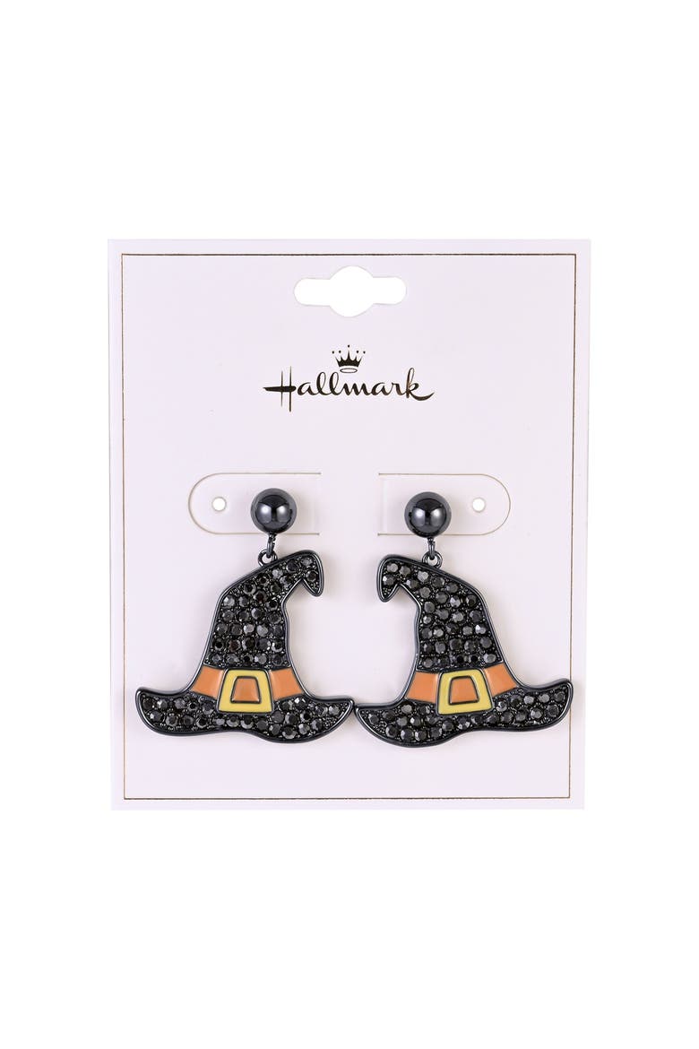 Halloween Witch Hat Earrings, Alternate, color, Black