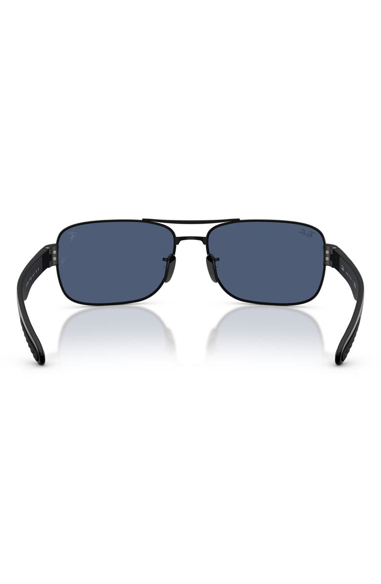 Ray-Ban x Scuderia Ferrari 64mm Oversize Double Bridge Square Sunglasses, Alternate, color, Matte Black / Dark Blue