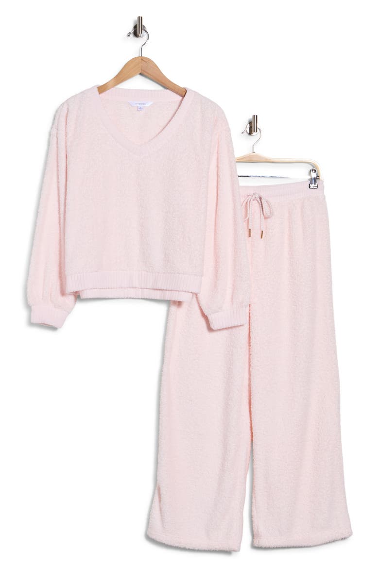 Lounge Day Bouclé Pajamas, Alternate, color, BALLET PINK