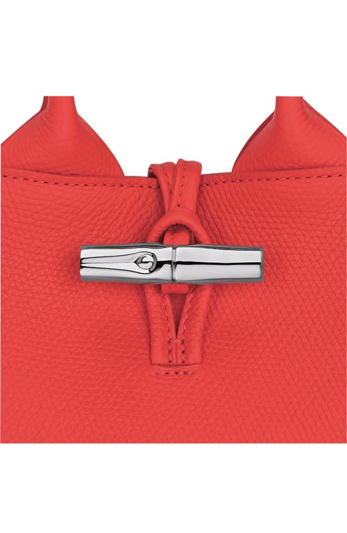 Longchamp Mini Le Roseau Grained-leather Tote Bag In Red