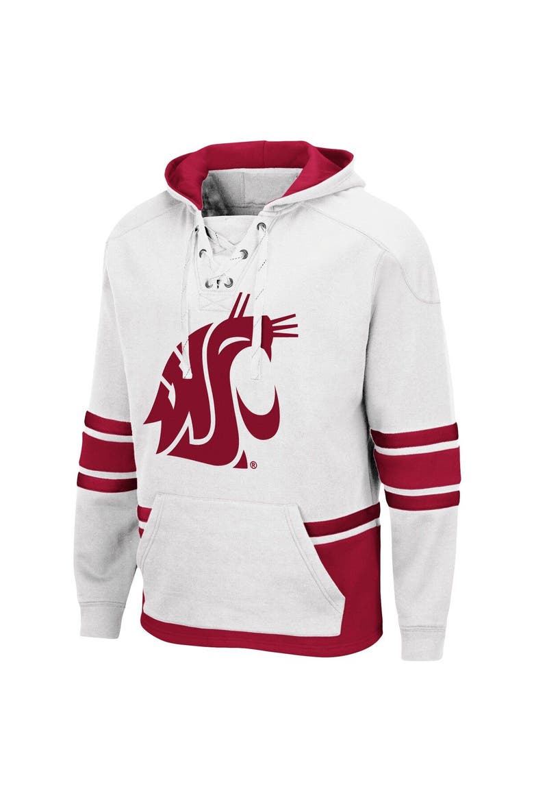 Men's Colosseum White Washington State Cougars Lace Up 3.0 Pullover Hoodie, Alternate, color, White