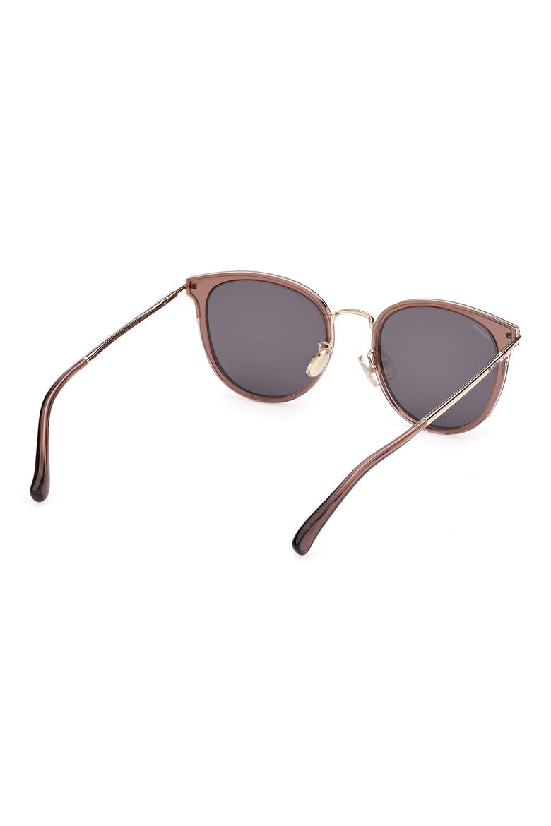 55mm Round Sunglasses, Alternate, color, SHINY DARK BROWN / SMOKE