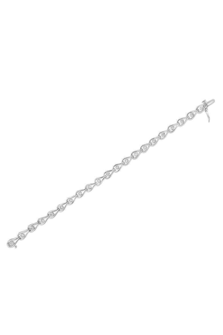 Silver 1/10 Cttw Miracle-Set Diamond Pear Shape and Bezel Link Bracelet, Alternate, color, White