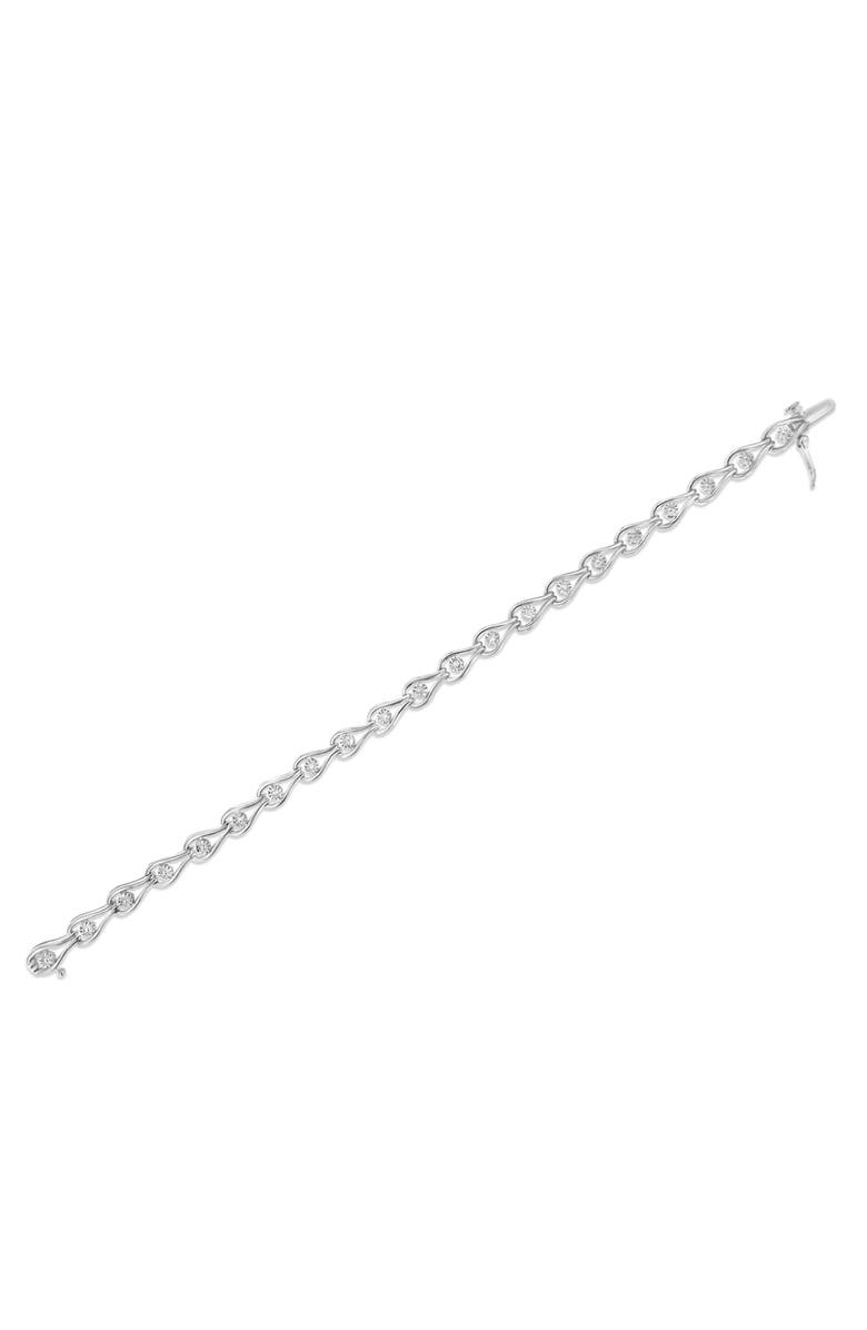 Haus of Brilliance Silver 1/10 Cttw Miracle-Set Diamond Pear Shape and Bezel Link Bracelet, Alternate, color, White