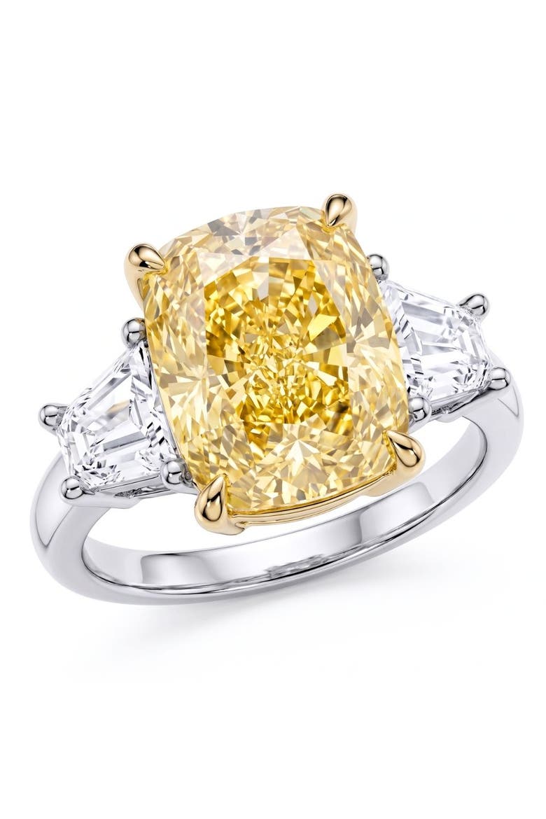 Certified Platinum & Gold Intense 5.50Ct Cushion Diamond Engagement Ring, Main, color, Platinum